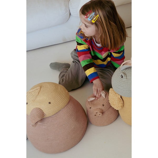 Coș de jucării pentru copii roz deschis din material textil ø 17x15 cm Mini Peggy the Pig – Lorena Canals-image-4