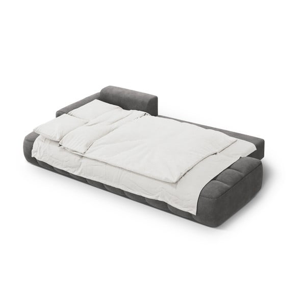 Colțar gri extensibil/cu spațiu de depozitare cu tapițerie din catifea (cu colț pe partea stângă/cu șezlong) Linz – Cosmopolitan Design-image-4