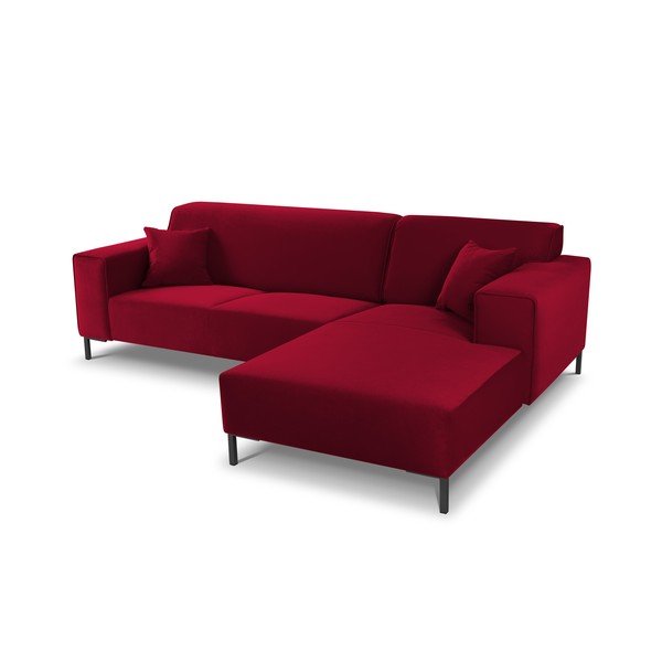 Colțar din catifea cu extensie pe partea dreaptă Cosmopolitan Design Siena, roșu-image-4