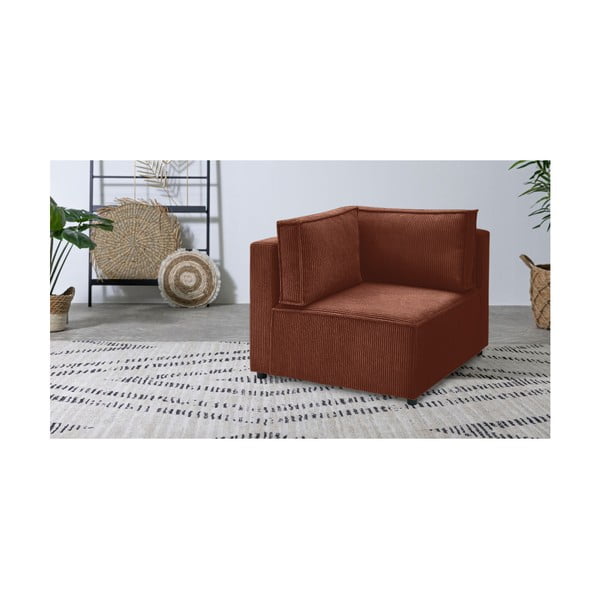 Modul pentru canapea modulară cărămiziu cu tapițerie din catifea reiată  (cu colț variabil) Nihad modular – Bobochic Paris-image-1