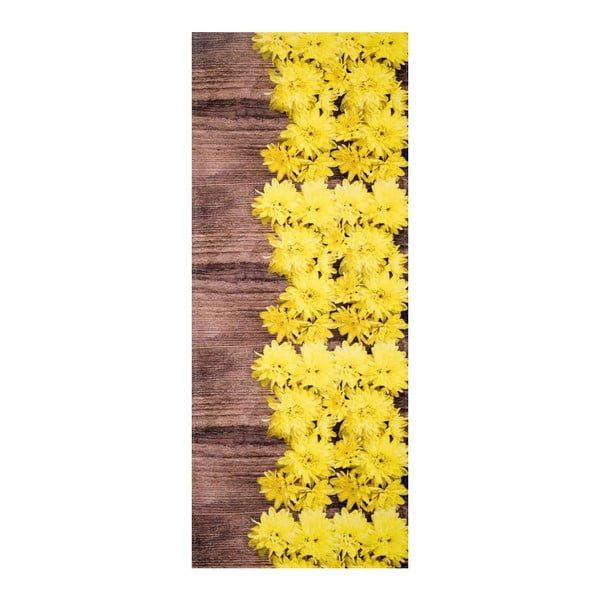 Covor foarte rezistent Webtappeti Dalie, 58 x 115 cm, galben - maro 