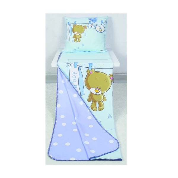 Set pătură și față de pernă  pentru copii albastru-deschis 85x125 cm – OYO kids