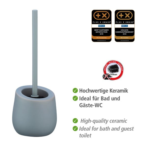 Perie cu suport din ceramică pentru toaletă Wenko Badi, gri-image-4