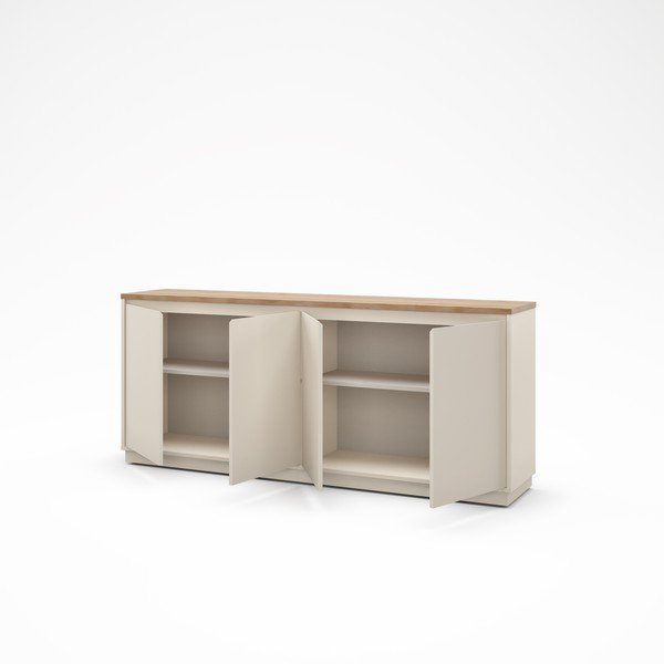 Comodă bej cu aspect de lemn de stejar 201x84x40 cm Loreta – Marckeric-image-4