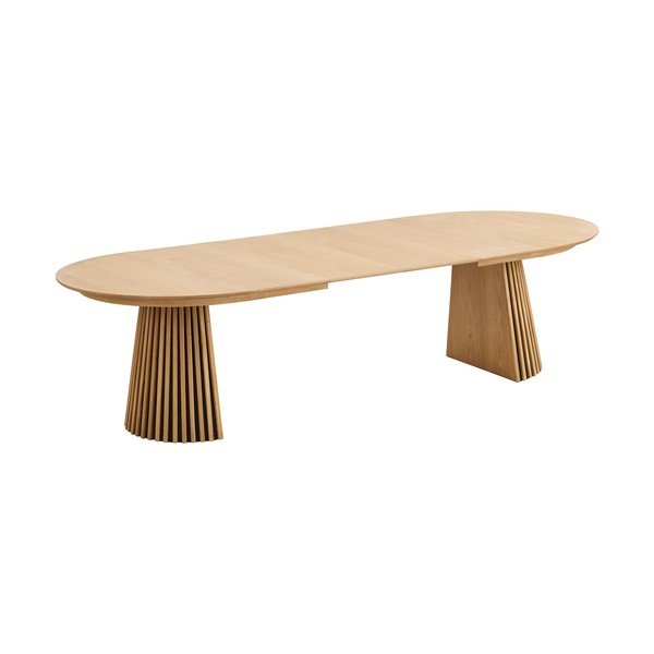 Masă de dining extensibilă cu aspect de lemn de stejar cu blat suplimentar Osaka – House Nordic-image-3
