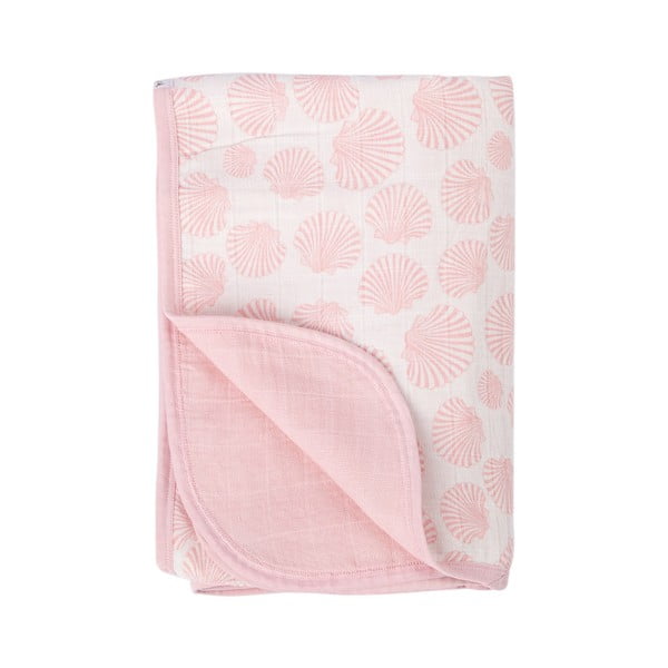 Pătură pentru copii roz din bumbac 120x120 cm Seashell – Mijolnir