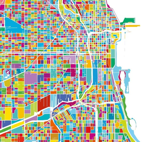 Tablou Homemania Maps Chicago, 60 x 60 cm
