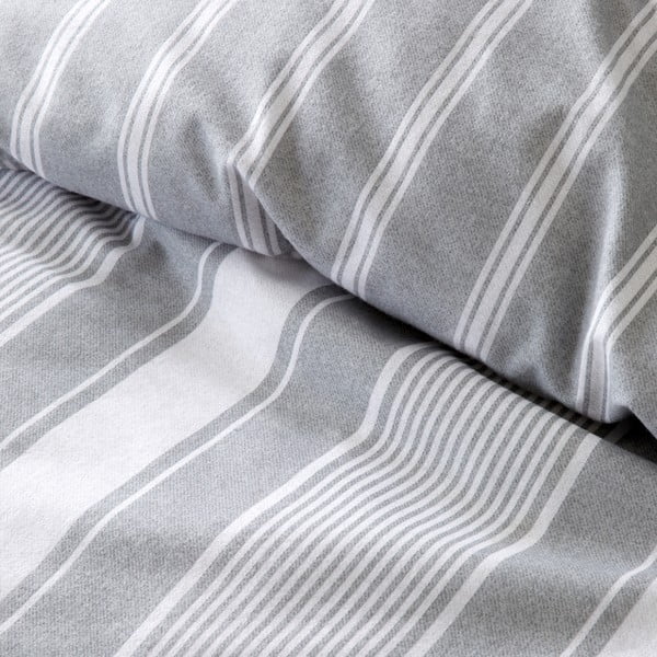 Lenjerie de pat gri din flanelă pentru pat dublu 200x200 cm Ticking Stripe – Bianca-image-4