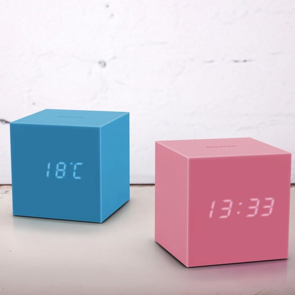 Ceas deșteptător cu LED Gingko Gravity Cube, roz-image-1