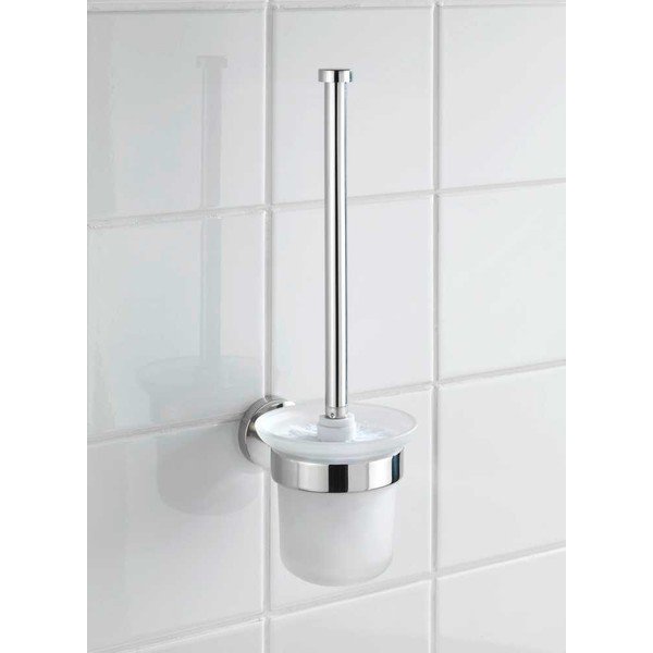 Perie de WC argintiu-lucios de montat pe perete din sticlă Bosio – Wenko-image-1