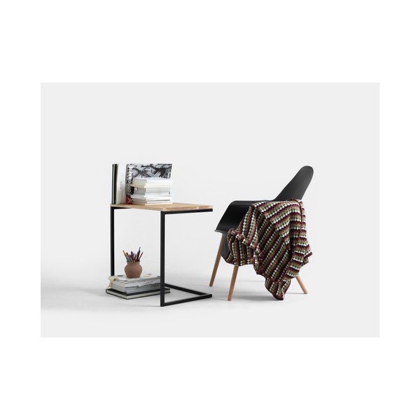 Măsuță cu picioare metalice negre și blat din lemn de stejar CustomForm Lupe-image-1