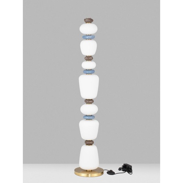 Lampadar alb/auriu LED cu intensitate reglabilă din metal cu abajur din porțelan/cu abajur din sticlă (înălțime 130,5 cm) Palo – Nova Luce-image-2