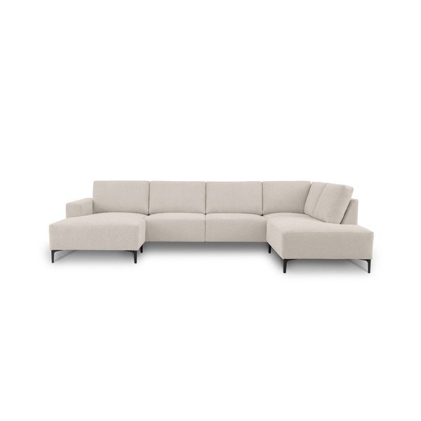 Colțar bej cu tapițerie din chenille (cu colț pe partea dreaptă/în formă de "U") Fabian – Scandic