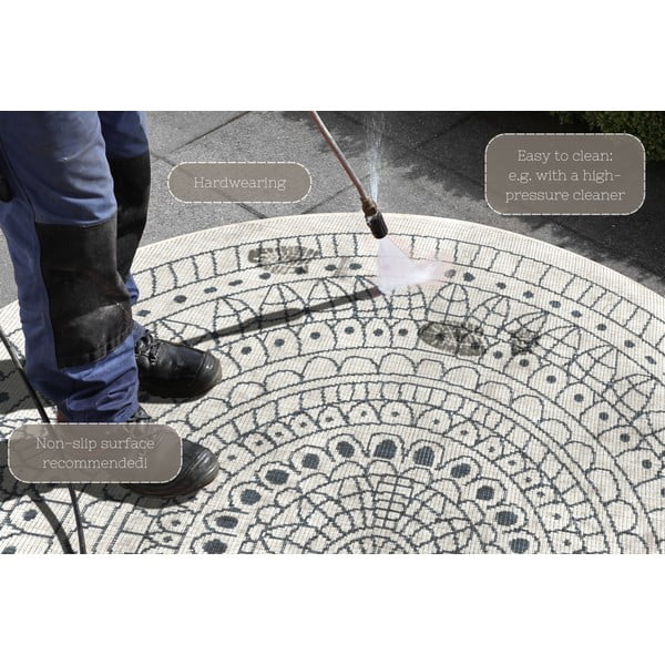 Covor adecvat pentru exterior NORTHRUGS Porto, Ø 140 cm, gri-crem-image-4