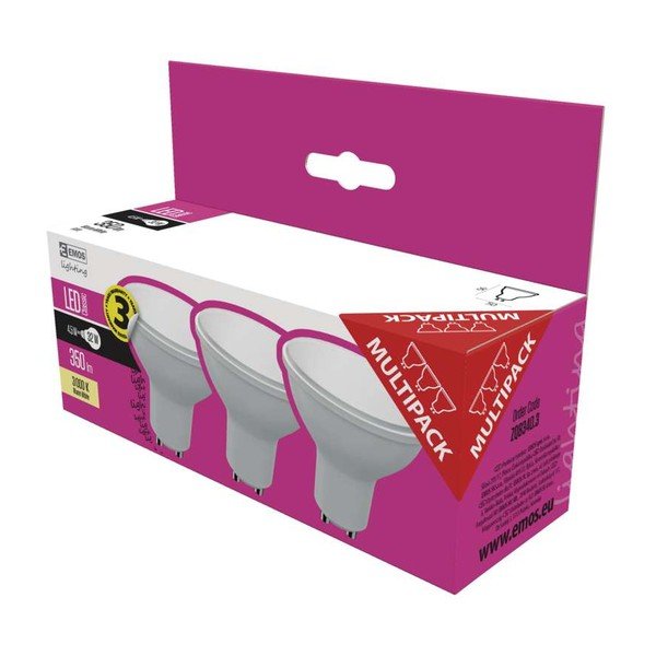 Set 3 becuri cu LED EMOS Classic MR16 Warm White, 3,8W GU10-image-1