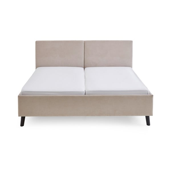 Pat matrimonial bej tapițat cu somieră 160x200 cm Piano – Meise Möbel-image-3
