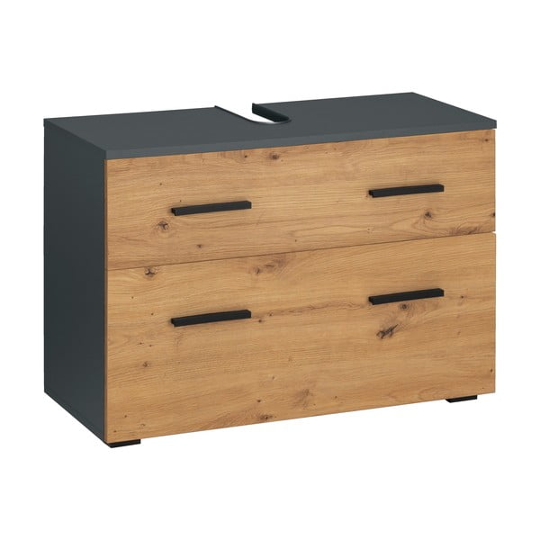 Dulap sub chiuvetă în culoare naturală cu aspect de lemn de stejar 55x35 cm Malika – Støraa-image-1