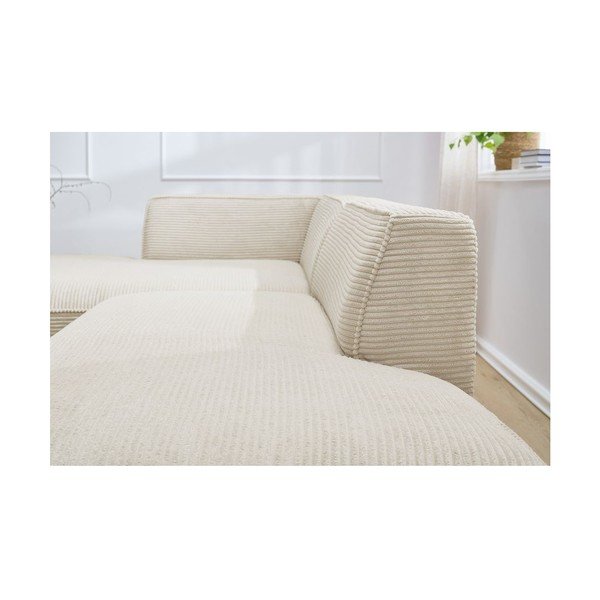 Colțar modular bej cu tapițerie din catifea reiată  (cu colț pe partea stângă/în formă de ”L”) Megeve – Bobochic Paris-image-4