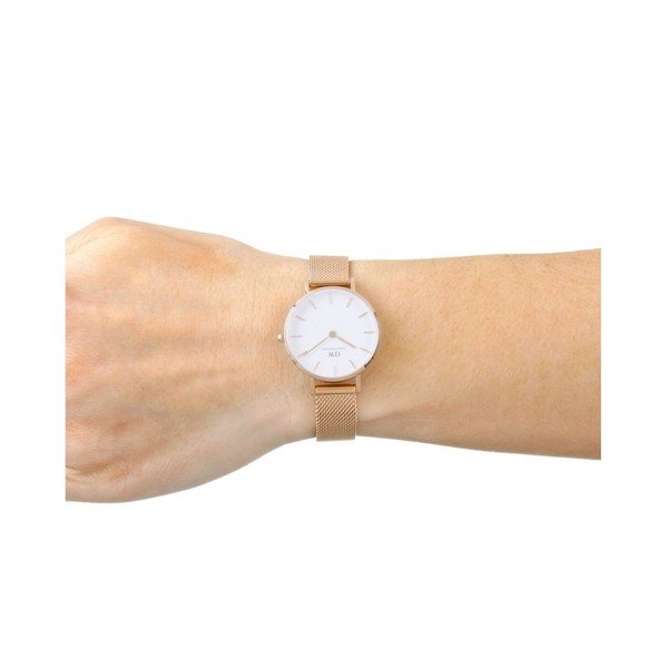Ceas de damă Daniel Wellington Petite Mel, ⌀ 28 mm, alb-roz auriu-image-3