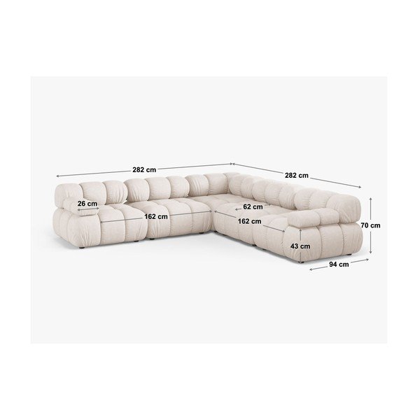 Colțar modular gri deschis cu tapițerie din catifea – Micadoni -image-3