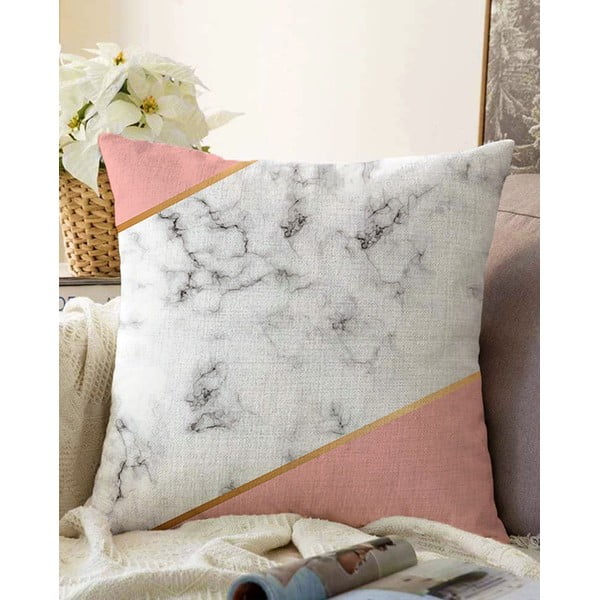 Față de pernă din amestec de bumbac Minimalist Cushion Covers Girly Marble, 55 x 55 cm
