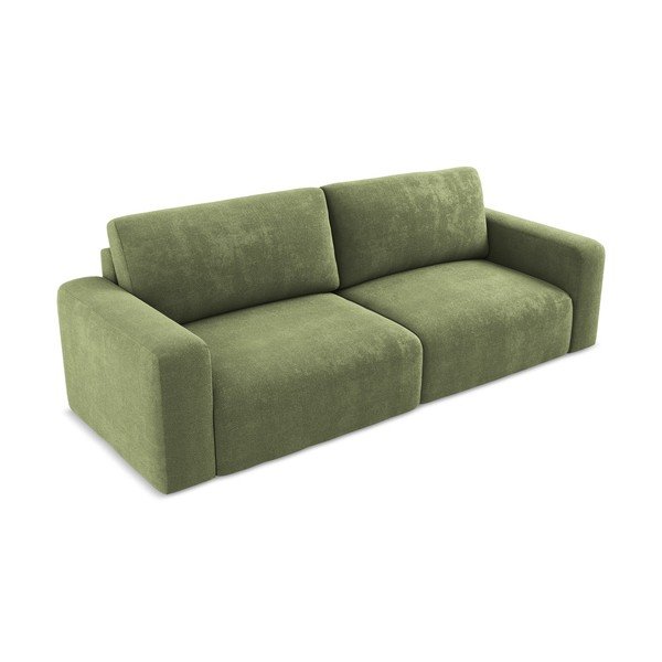 Canapea verde extensibilă/cu spațiu de depozitare cu tapițerie din chenille 252 cm Kona – Makamii-image-3