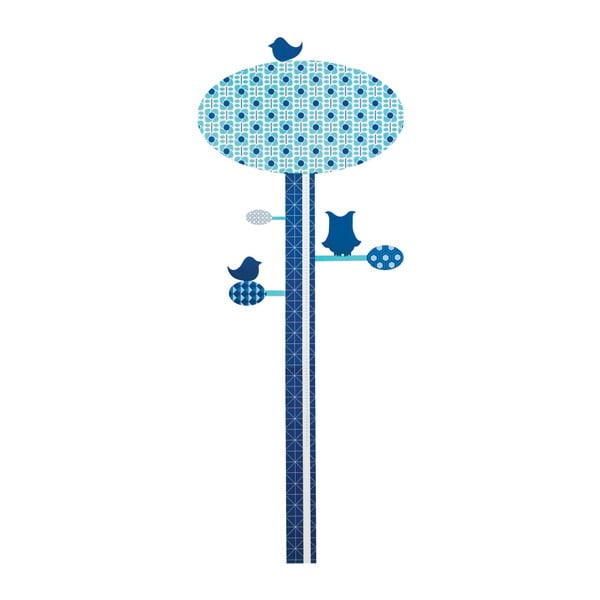 Autocolant pentru măsurarea înălțimii Sebra Blue Tree, până la 130 cm, albastru