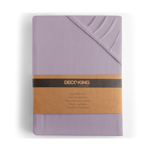 Cearceaf mov lavandă din jerseu cu elastic 200x200 cm Amber – Restilo-image-4