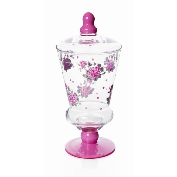 Recipient sticlă cu capac pentru dulciuri Lid, roz