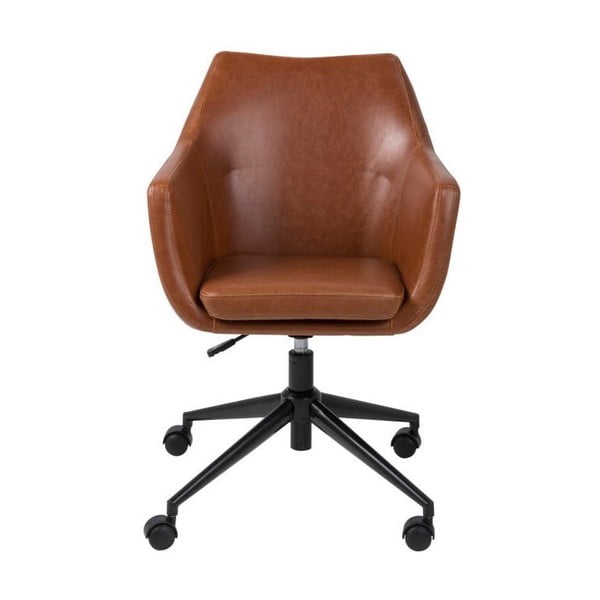 Scaun birou cu roți din piele artificială Actona Nora, maro-image-1