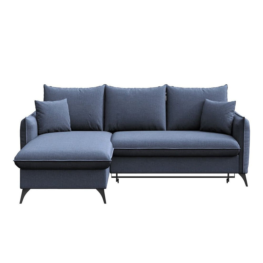 Colțar albastru extensibil, cu spațiu de depozitare (cu colț pe partea stângă, cu șezlong) Brim – Rodier