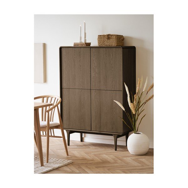 Dulap maro închis cu aspect de lemn de stejar 100x140x40 cm Darwin – House Nordic-image-1