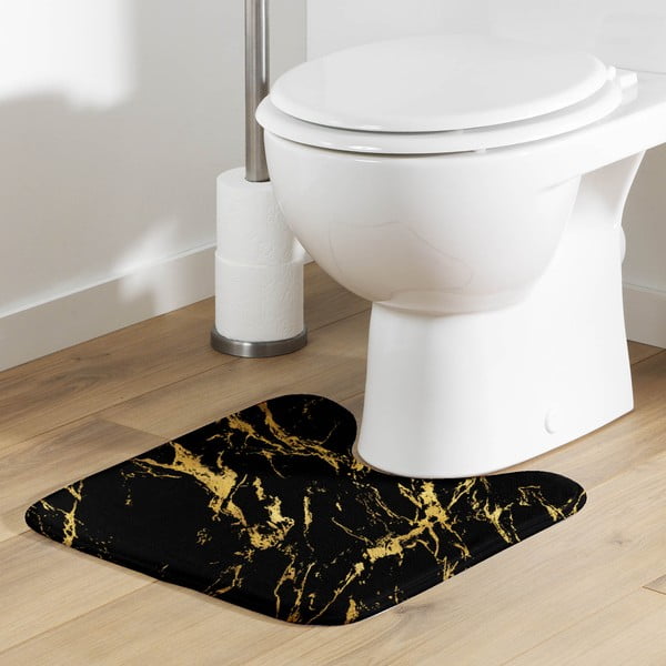 Covoraș de baie negru-auriu 45x45 cm Aquamarbre – douceur d'intérieur-image-1