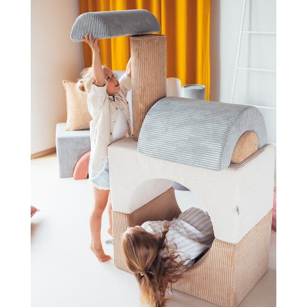 Teren de joacă din spumă crem 3 buc. din catifea reiată înălțime 37 cm 75x49 cm Rainbow Montessori – Wigiwama-image-3