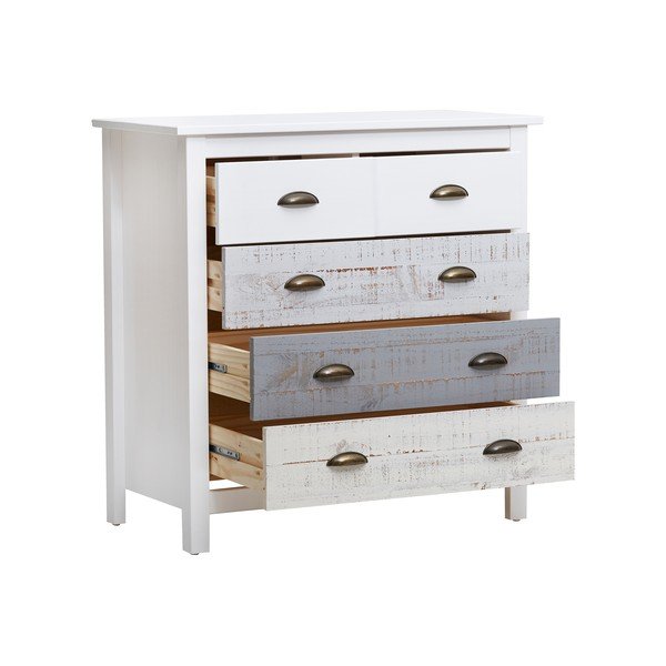 Comodă cu 4 sertare Marckeric Romantica, 79 x 80 cm, alb - gri-image-4