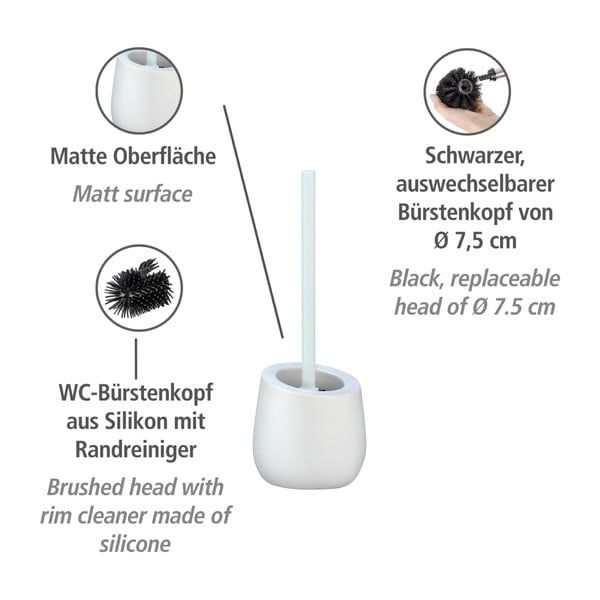 Perie cu suport din ceramică pentru toaletă Wenko Badi, alb-image-3