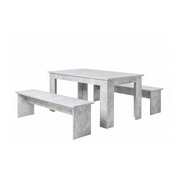 Set masă și 2 bănci cu aspect de beton Intertrade Munich, 90 x 160 cm