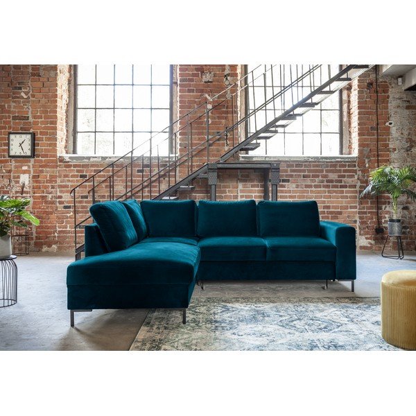 Colțar turcoaz extensibil cu tapițerie din catifea (cu colț pe partea stângă ) Lofty Lilly – Miuform-image-3