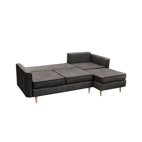 Colțar extensibil Mazzini Sofas Ladybird, extensie partea dreaptă, gri închis-image-3