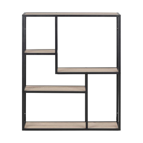 Bibliotecă de perete neagră/în culoare naturală cu aspect de lemn de stejar 75x91 cm Seaford – Actona