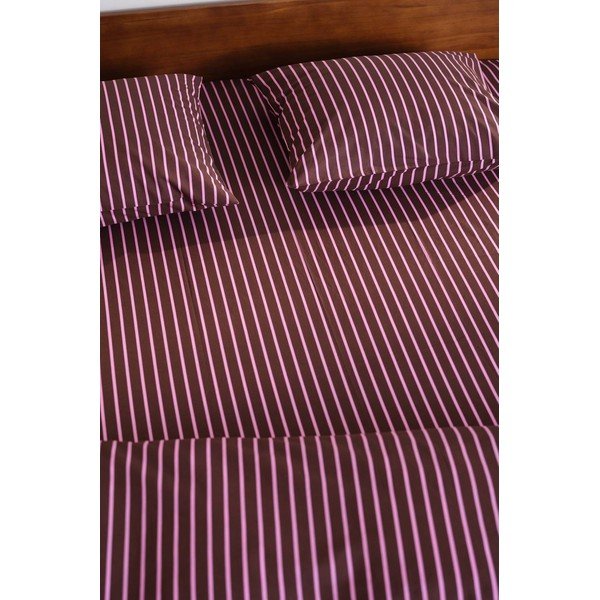 Cearceaf roz/maro din bumbac organic cu elastic 90x200 cm Sima – Jotex-image-2