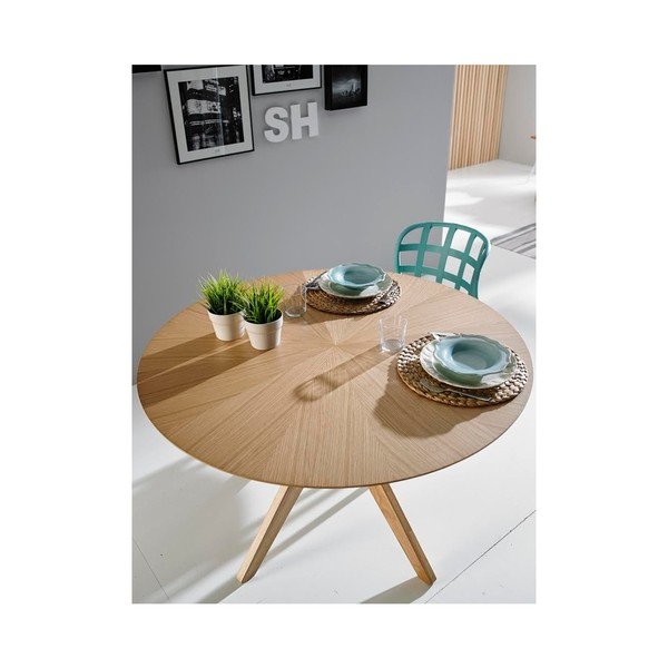 Masă dining cu aspect de lemn de stejar sømcasa Carmel, ⌀ 120 cm-image-2