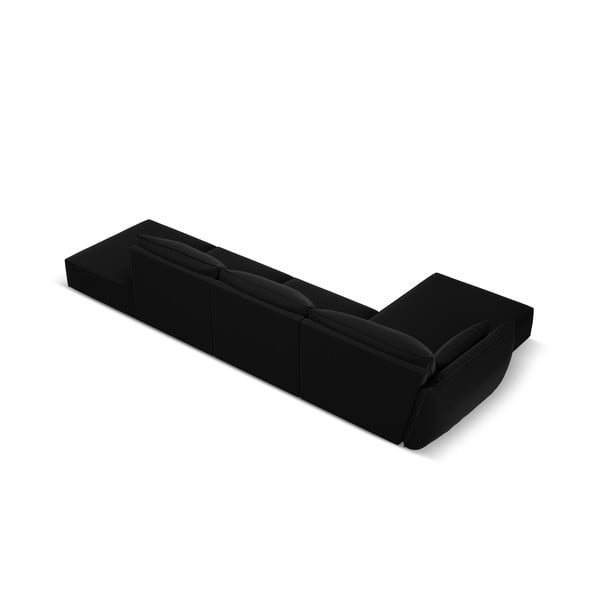 Colțar negru cu tapițerie din catifea (cu colț pe partea stângă, cu șezlong) Vanda – Mazzini Sofas-image-3