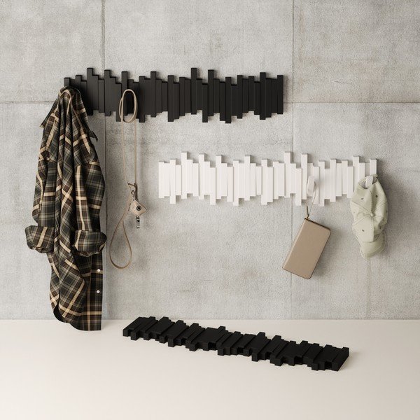 Cuier de perete negru din plastic 72 cm Sticks – Umbra-image-3