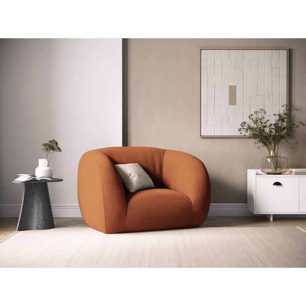 Fotoliu portocaliu cu tapițerie din stofă bouclé Essen – Cosmopolitan Design-image-1