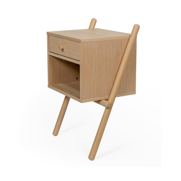 Noptieră în culoare naturală cu aspect de lemn de stejar Wiru – Woodman-image-2