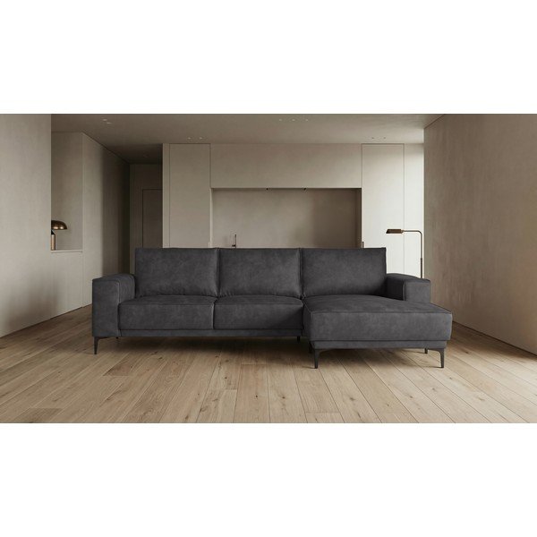 Colțar gri antracit cu tapițerie din imitație de piele (colț pe partea dreaptă) Copenhagen – Scandic-image-4