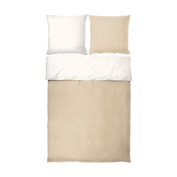 Lenjerie de pat albă/bej din bumbac percal pentru pat de o persoană/extinsă 140x220 cm Shades – Mette Ditmer Denmark