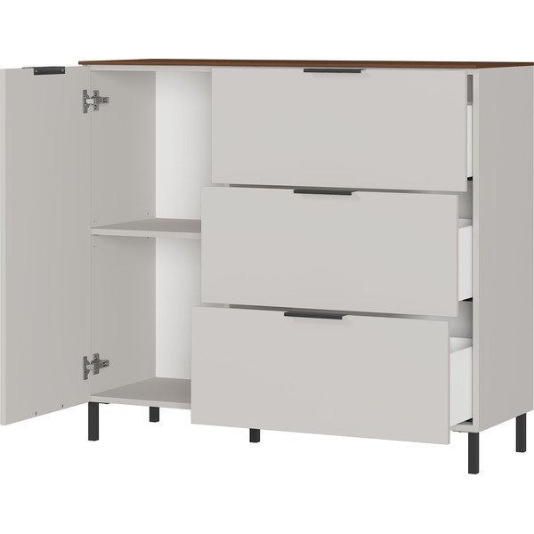 Comodă joasă gri-bej cu aspect de nuc 109x98 cm California - Germania-image-1