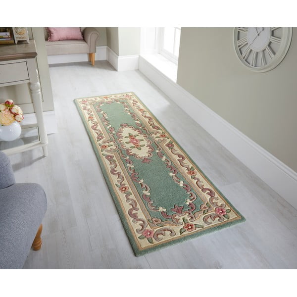 Covor din lână Flair Rugs Aubusson, 67 x 210 cm, verde-image-1